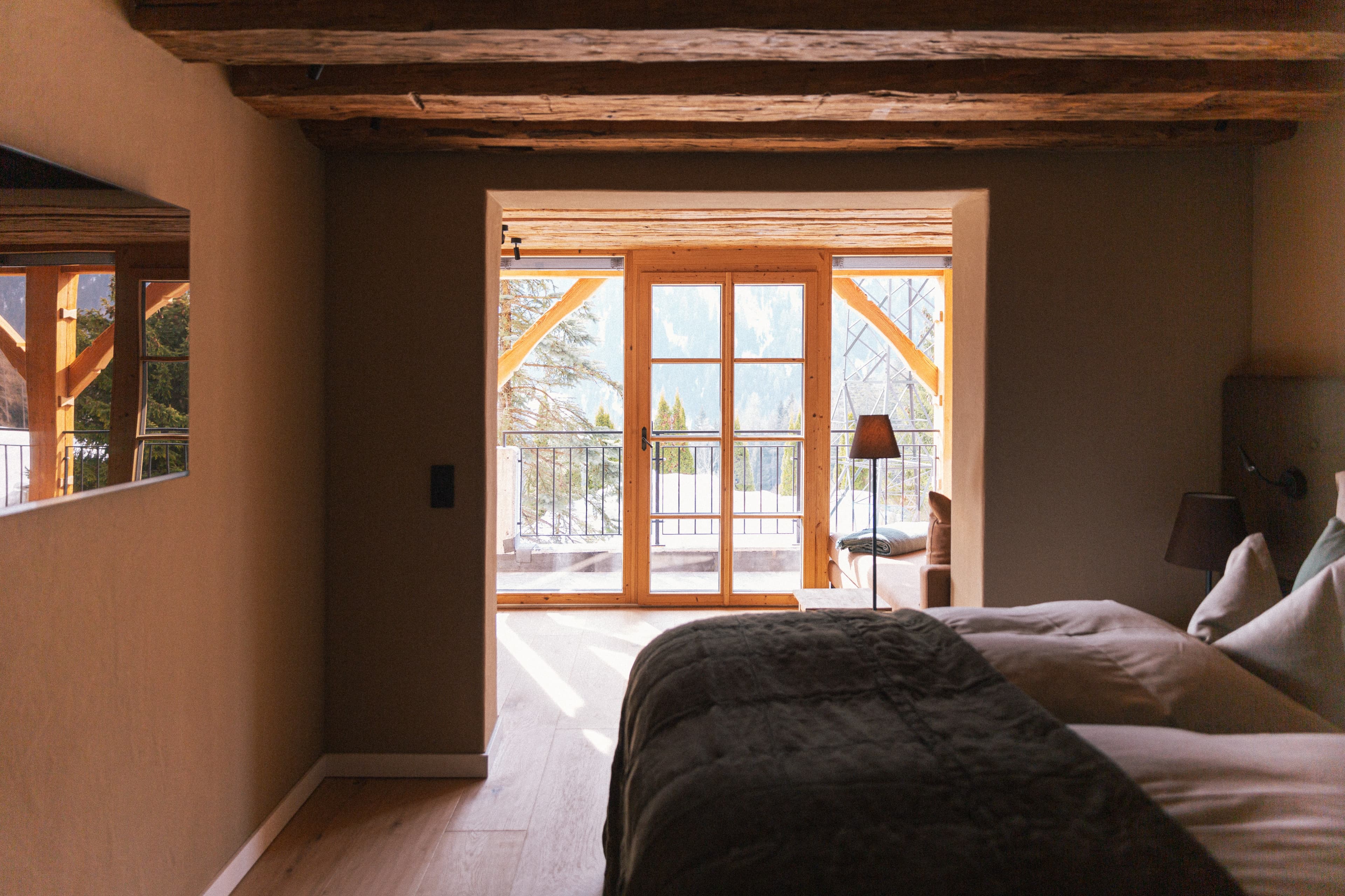Bedroom with wooden ceiling, Residence I, Mountain Residence Bergrichter St. Anton am Arlberg